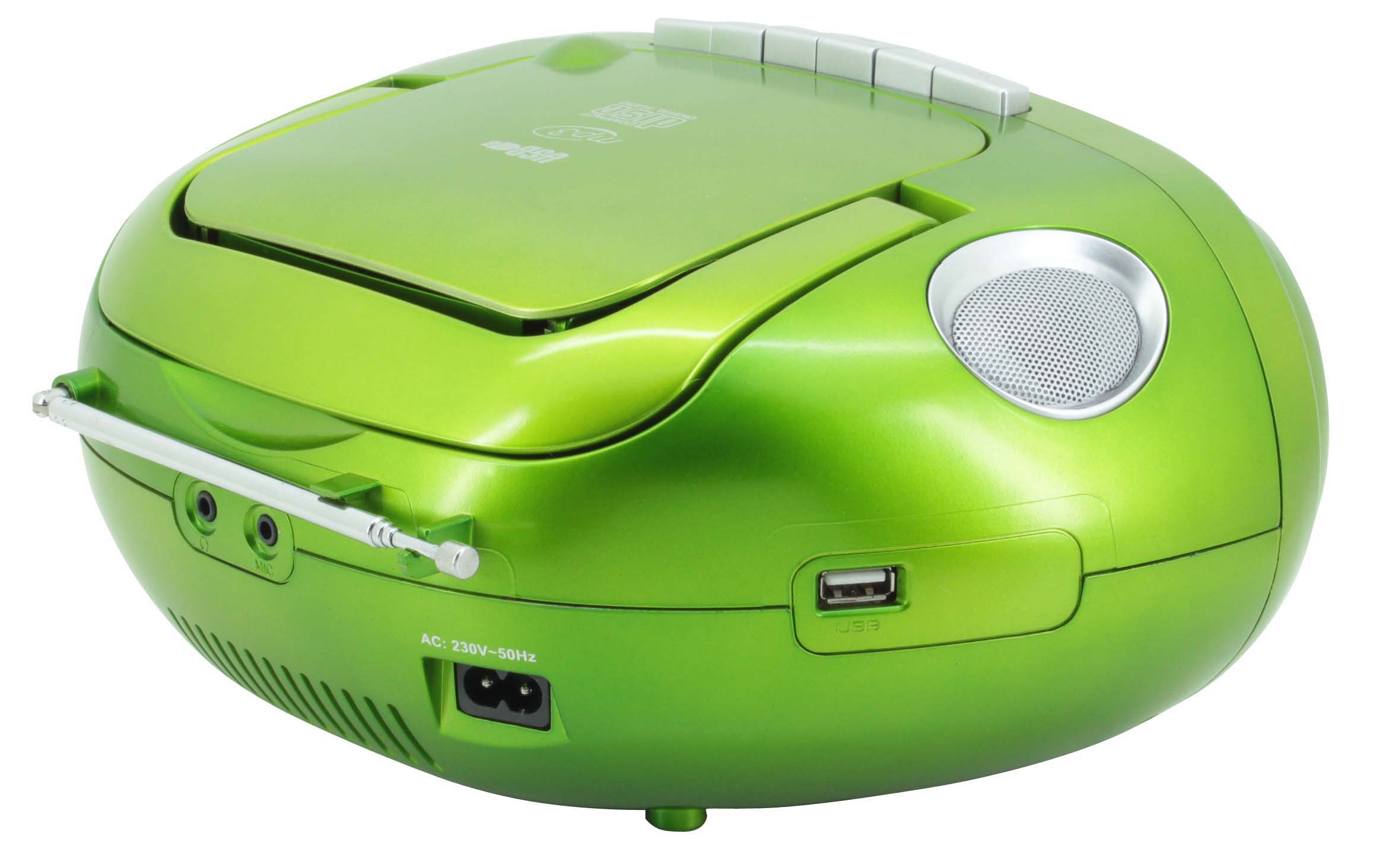 CD/MP3 Boombox mit Kassettenrekorder, UKW-PLL Radio, USB, Lichteffekten, Mitsingfunktion