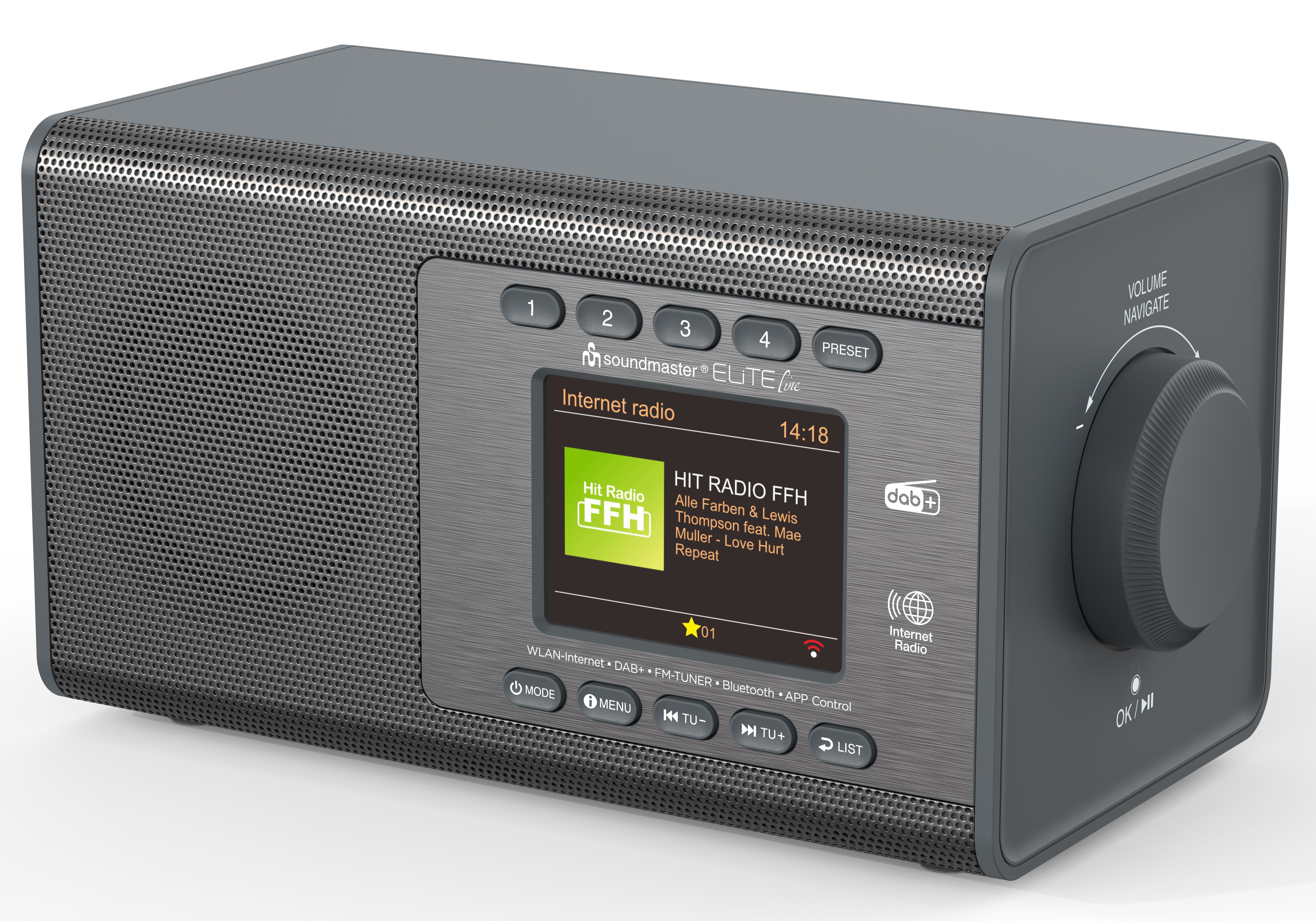 WLAN-internet/DAB+/FM radio with USB-MP3, Bluetooth®