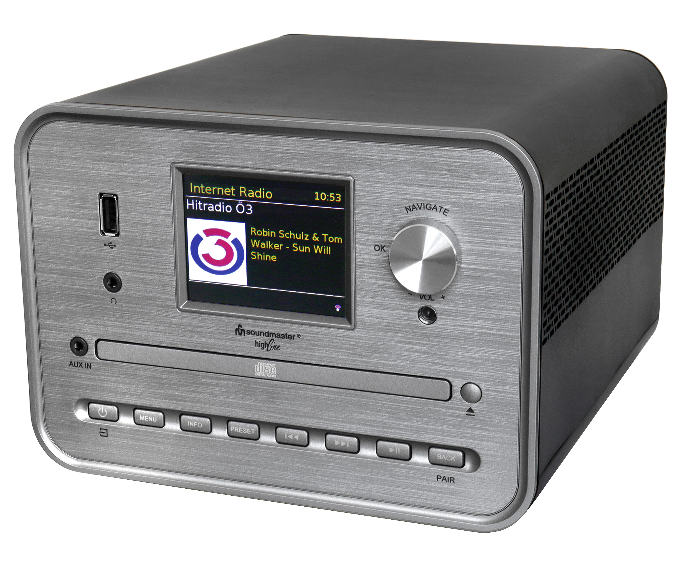 Stereo music centre with WLAN-internet/DAB+/FM-radio, CD/MP3, USB, Bluetooth®, APP control