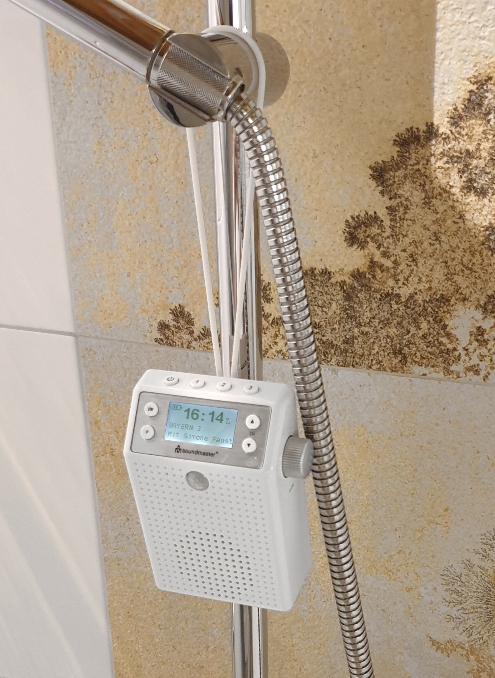 DAB+/FM-wall socket radio with motion detector & Li-Ion rechargeable battery