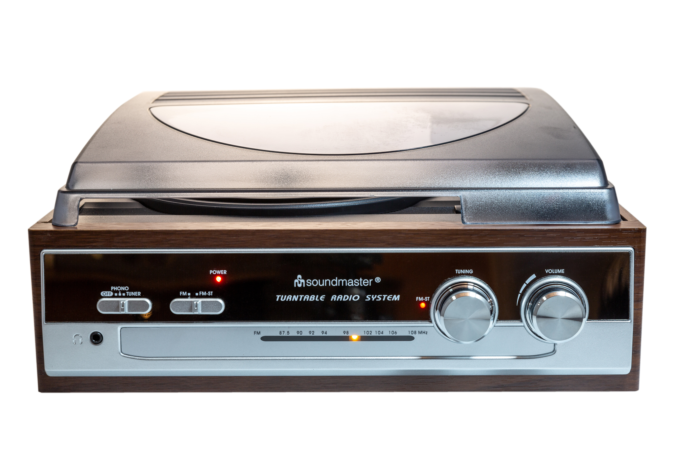 Plattenspieler mit UKW Stereoradio, eingebaute Lautsprecher