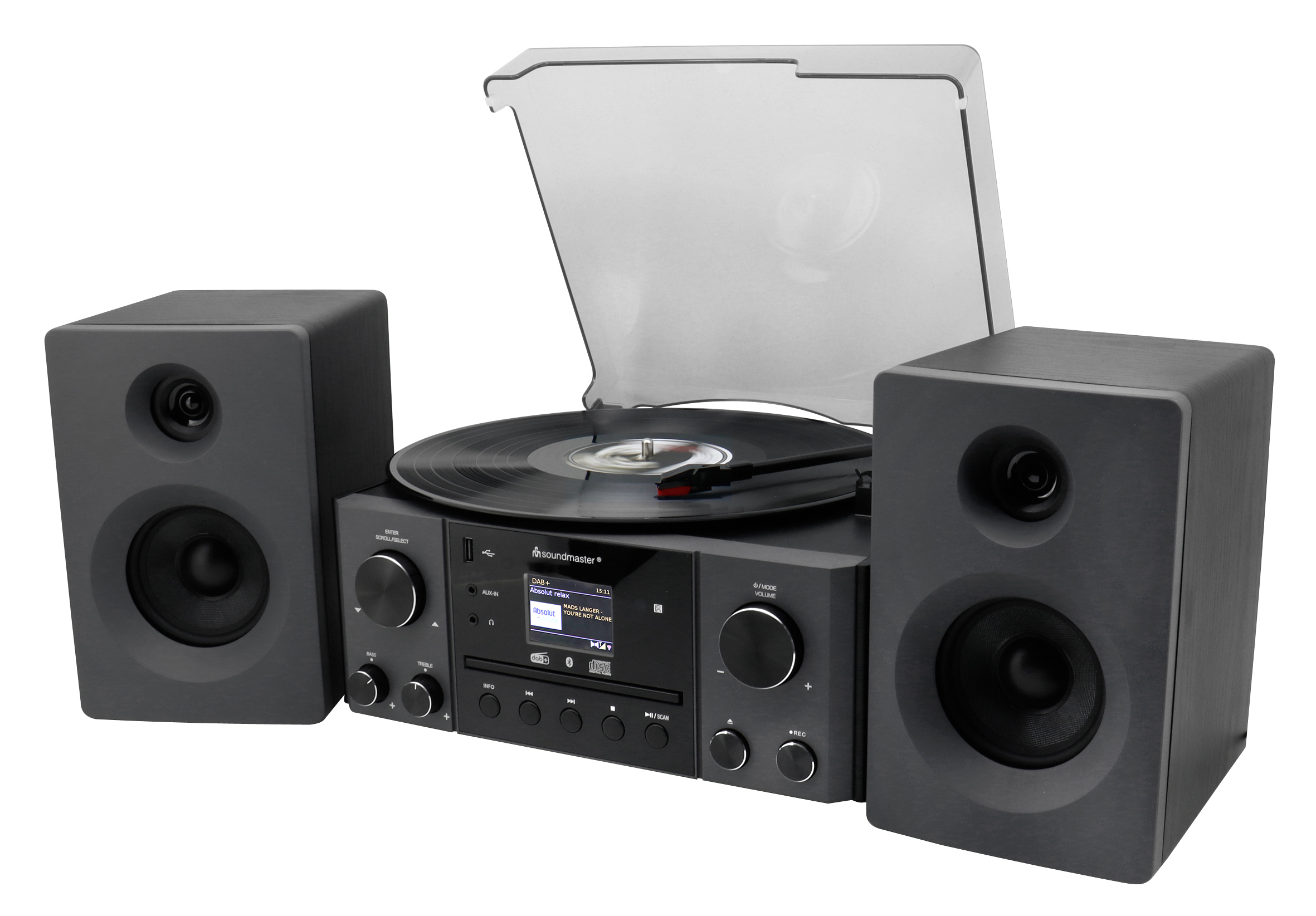 Stereo music centre with DAB+/FM radio, CD/MP3, turntable, USB, Bluetooth®, encoding