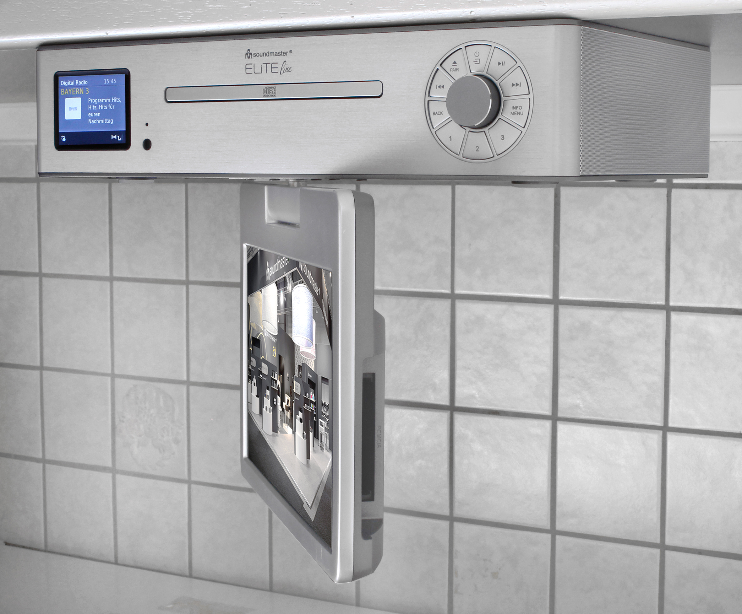 Kitchen under cabinet multi media centre with TV (10,1” – DVB-T2/C), DAB+/FM radio, CD/MP3, USB, Bluetooth®