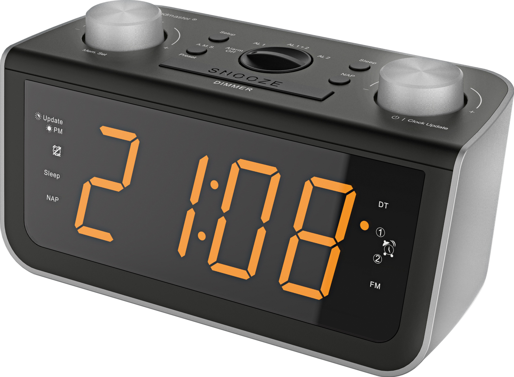FM PLL-clock radio with large display/operating buttons & automatic time setting