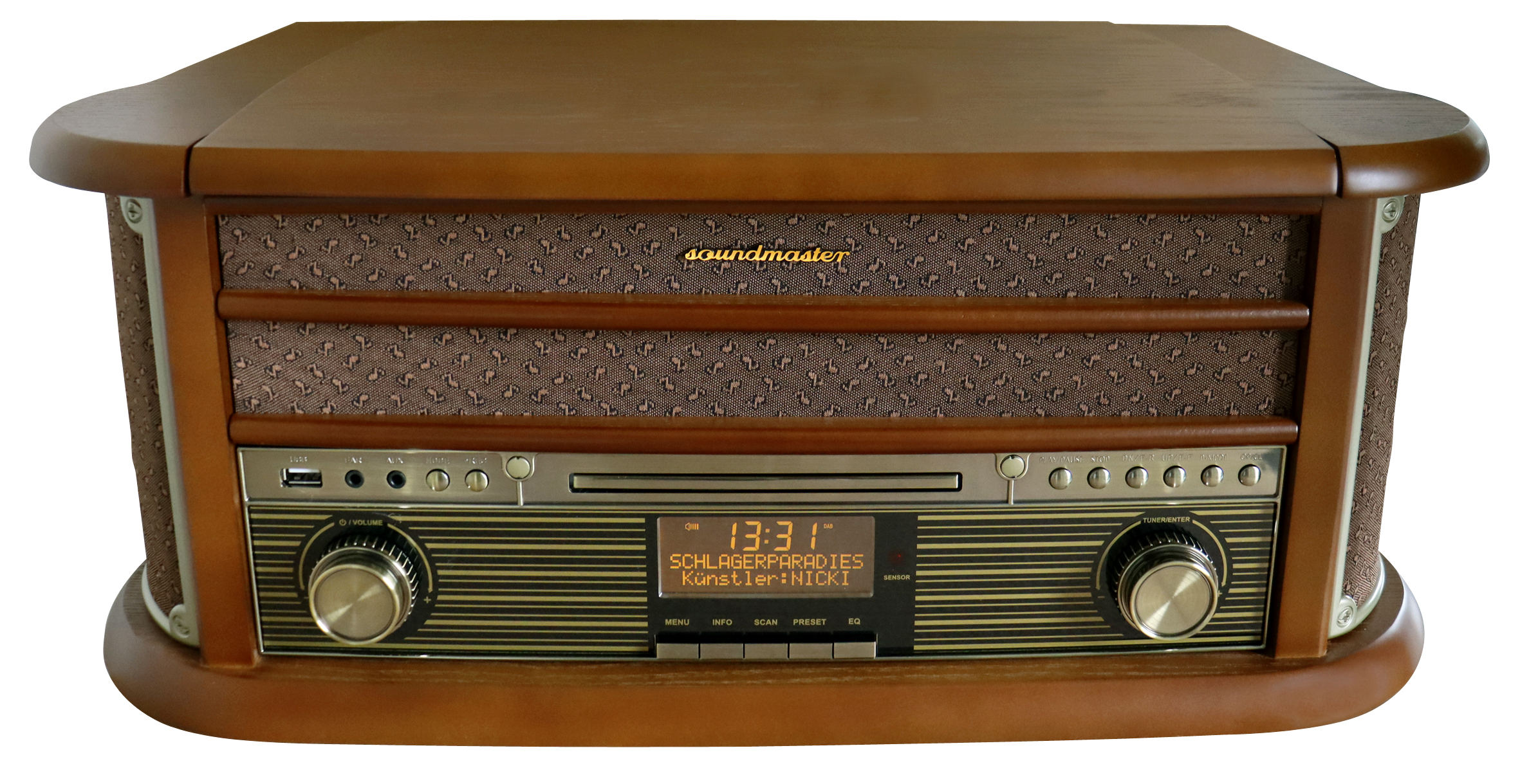 Nostalgie Stereoanlage mit DAB+/UKW Radio, Plattenspieler,CD/MP3,USB,Encoding,Kassette,Bluetooth®