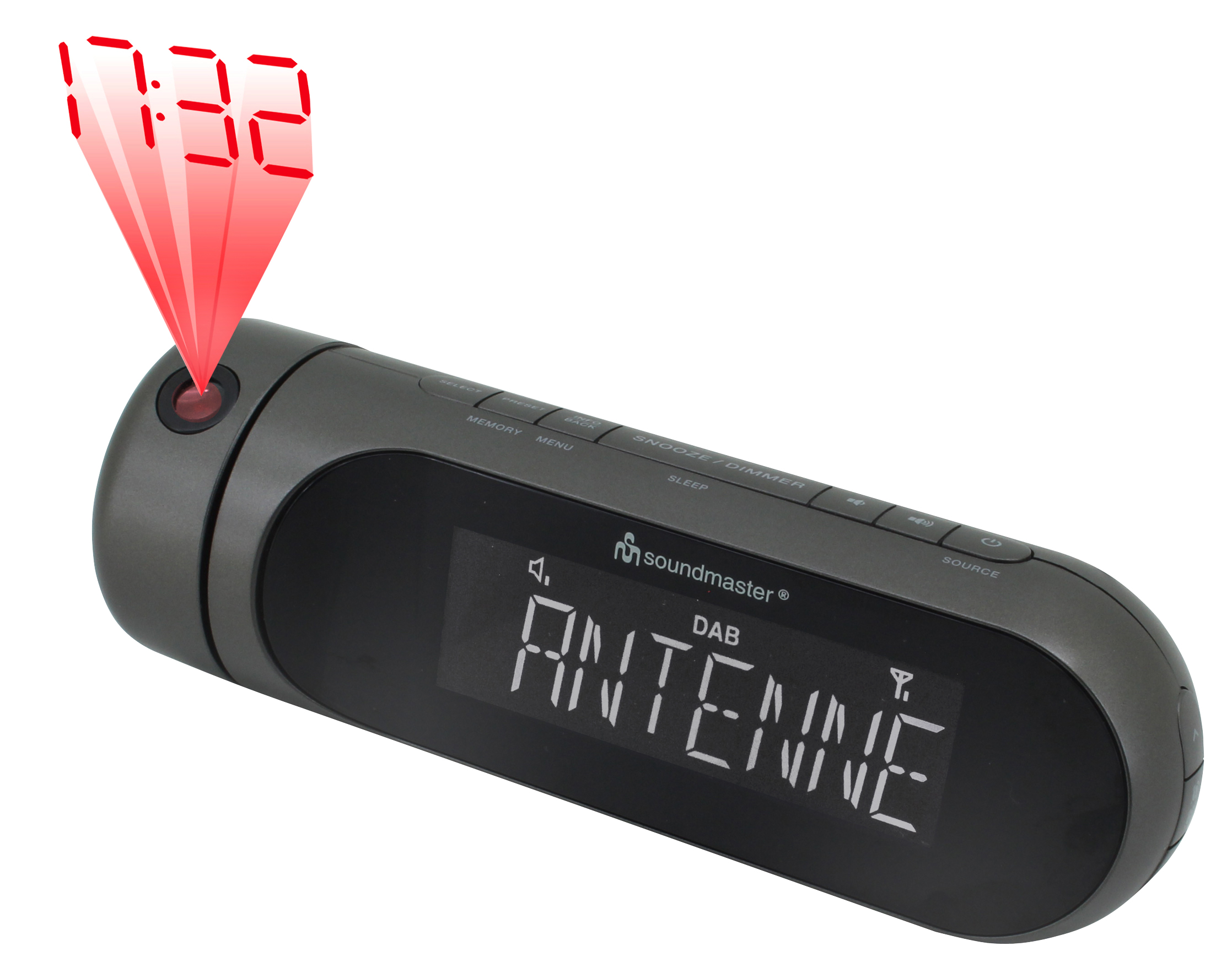DAB+/FM clock radio with projection