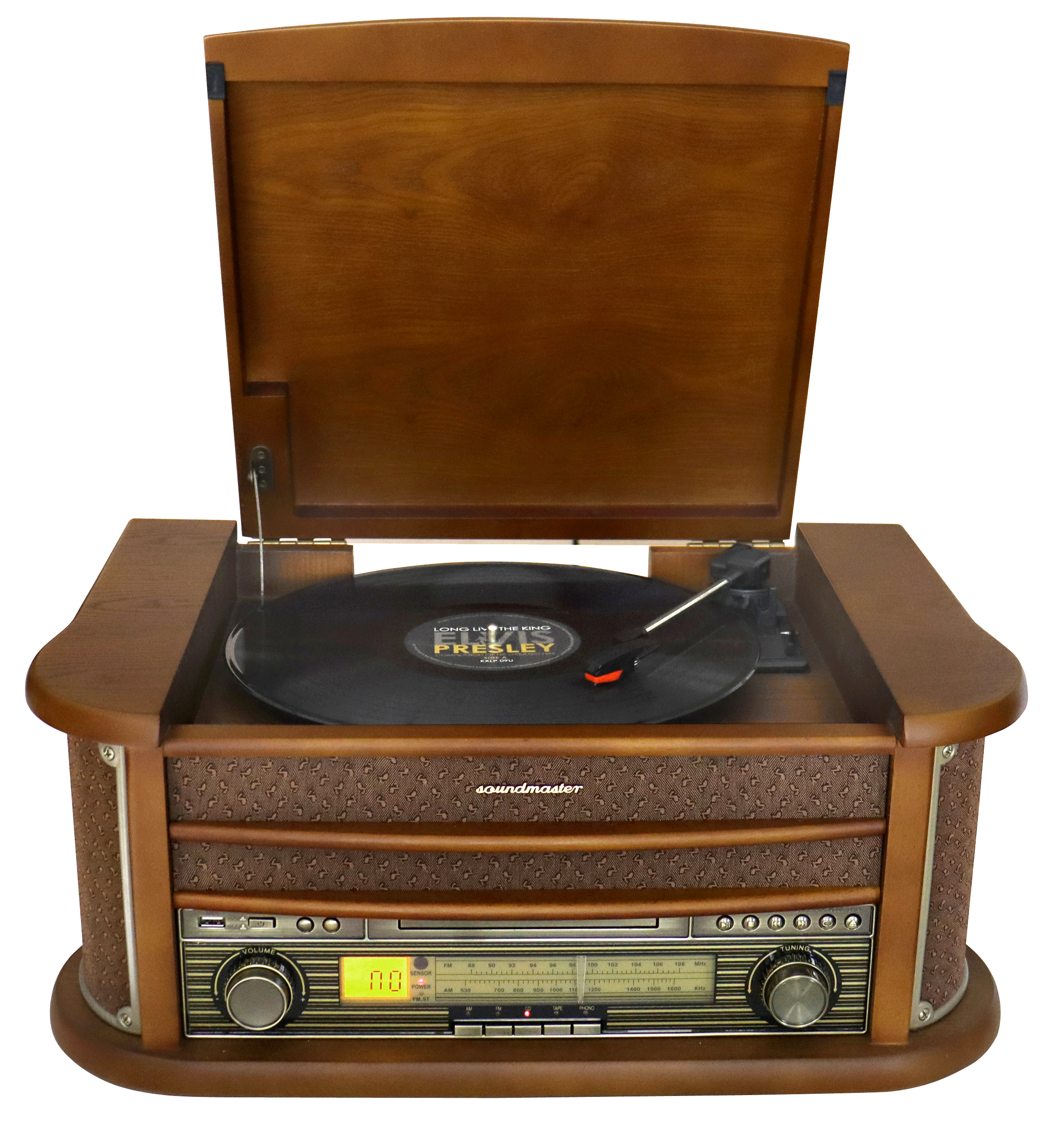 Nostalgie Stereoanlage mit UKW Radio, Plattenspieler, CD/MP3, USB, Encoding, Kassette, Bluetooth®