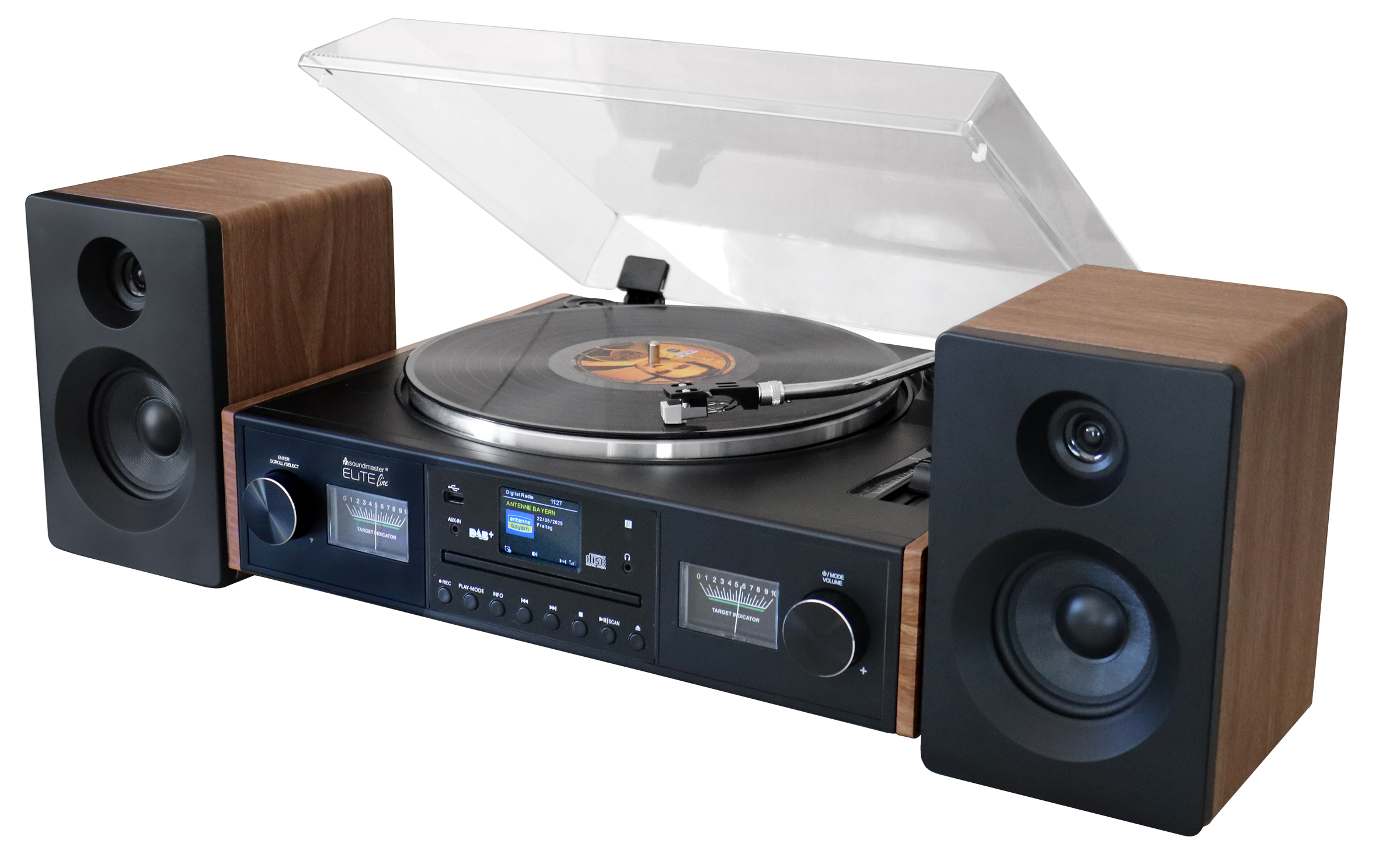 Retro HiFi Anlage mit Plattenspieler, DAB+/UKW Radio, CD/MP3, USB, Bluetooth®