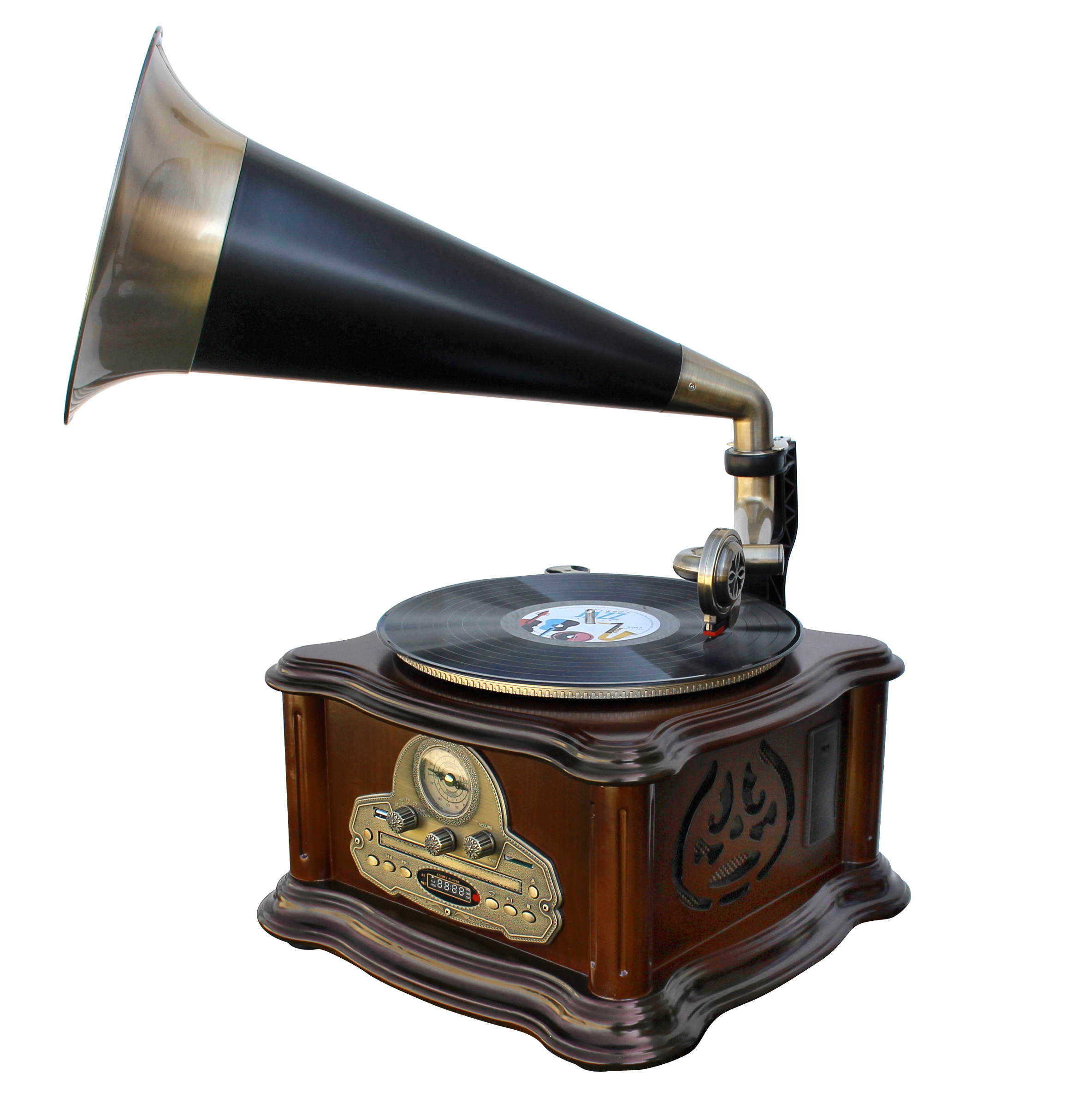 Stereo Grammophon mit UKW/MW-Radio, CD/MP3, USB/SD, Bluetooth®, Kassettenwiedergabe, Encoding