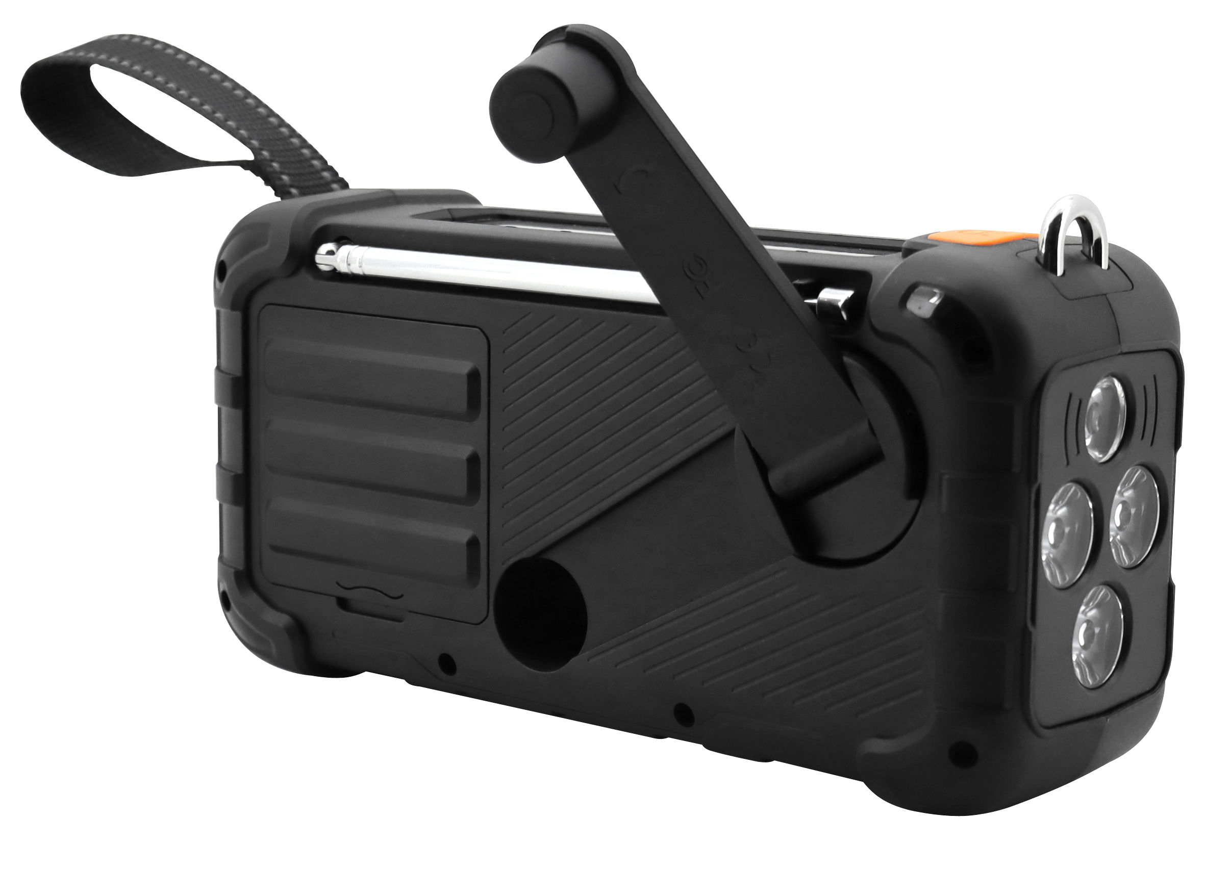 DAB+/UKW Notfalldigitalradio mit eingebautem Li-Ion Akku, Solarpanel/Dynamo, LED-Leuchten und Bluetooth®