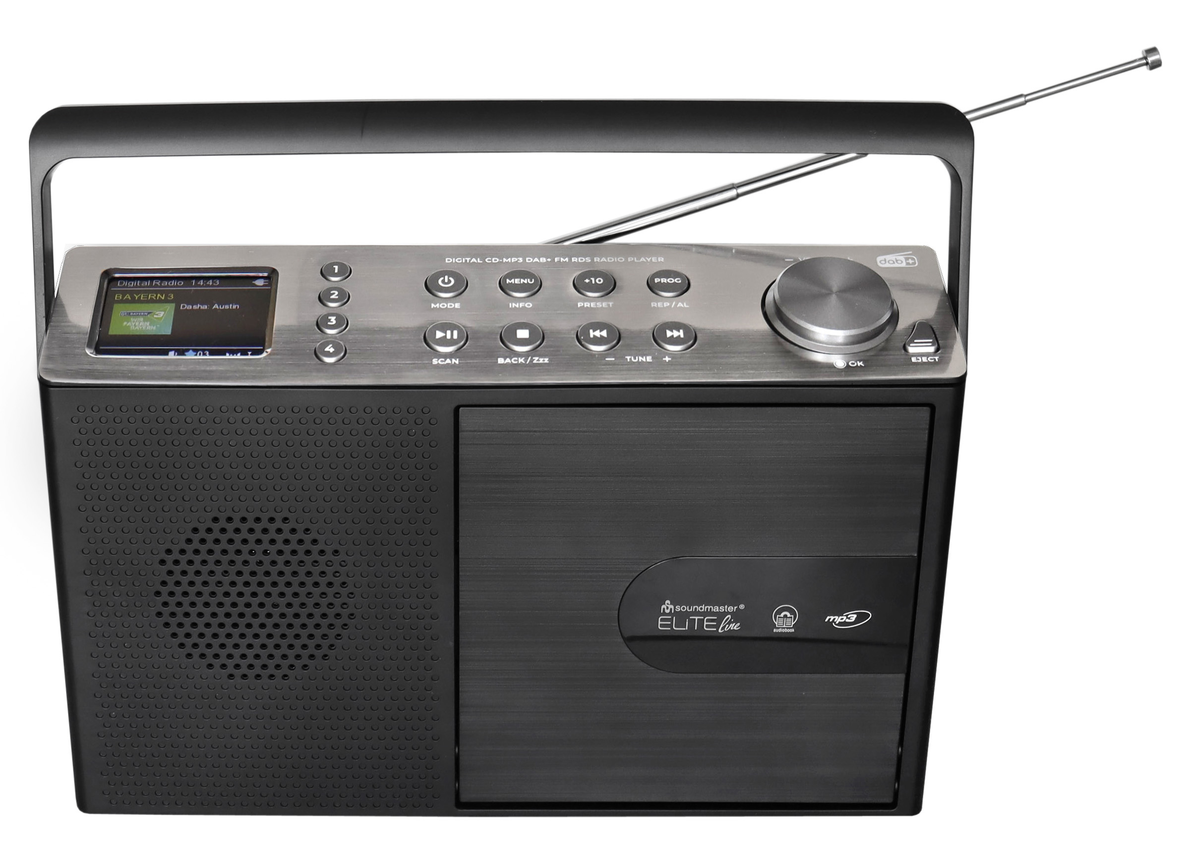 DAB+/FM radio with CD/MP3, USB, Bluetooth®, colour display