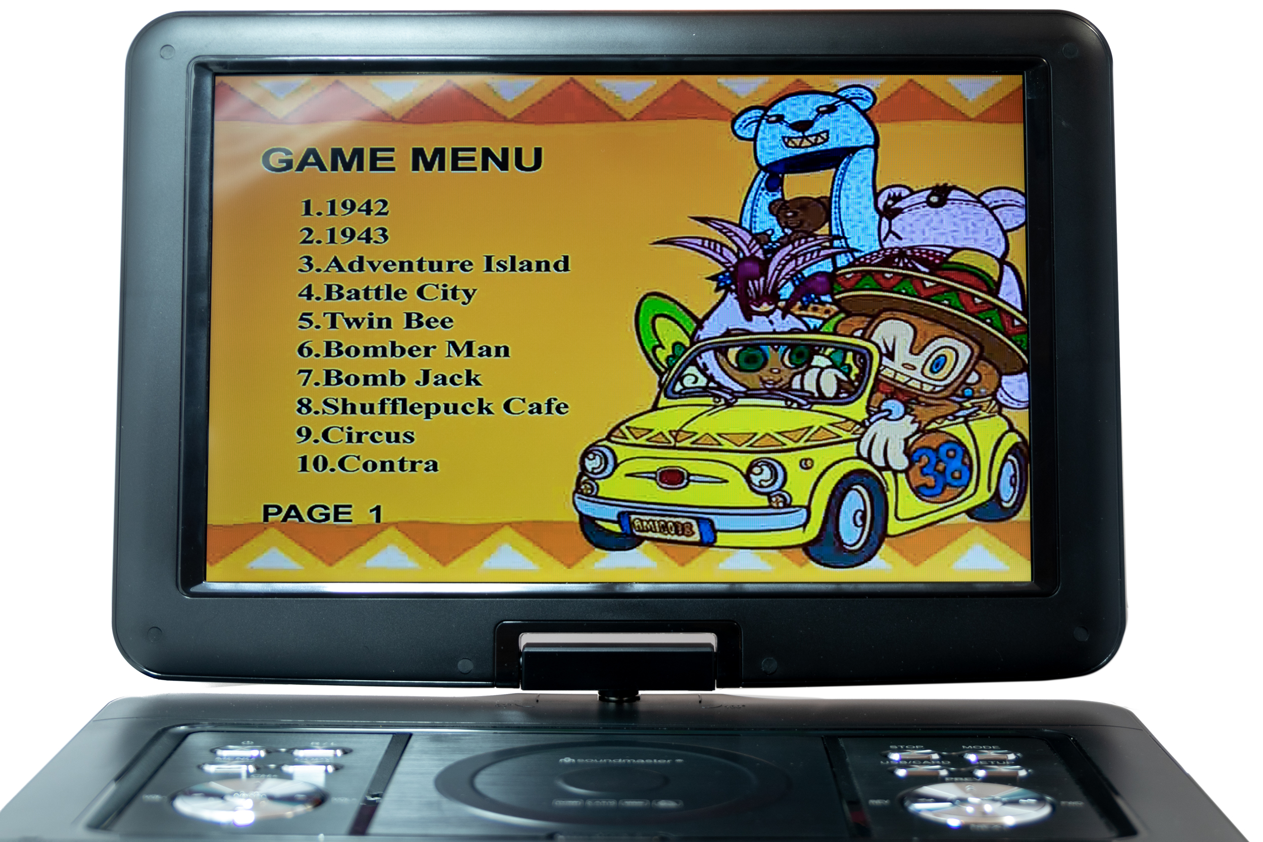 Tragbarer DVD-Player mit DVB-T2 HD-Empfänger / 39,1 cm TFT Bildschirm