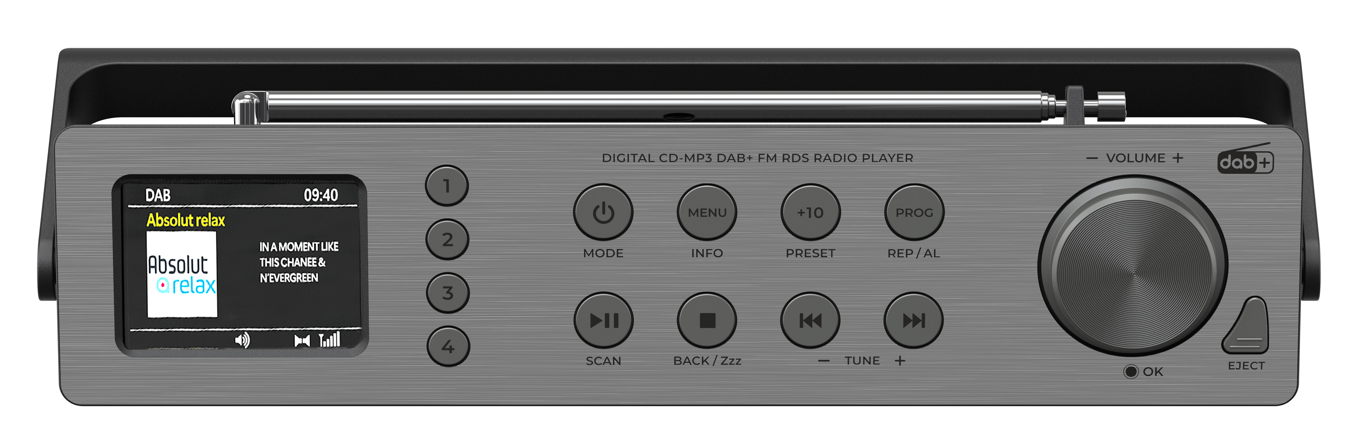 DAB+/FM radio with CD/MP3, USB, Bluetooth®, colour display
