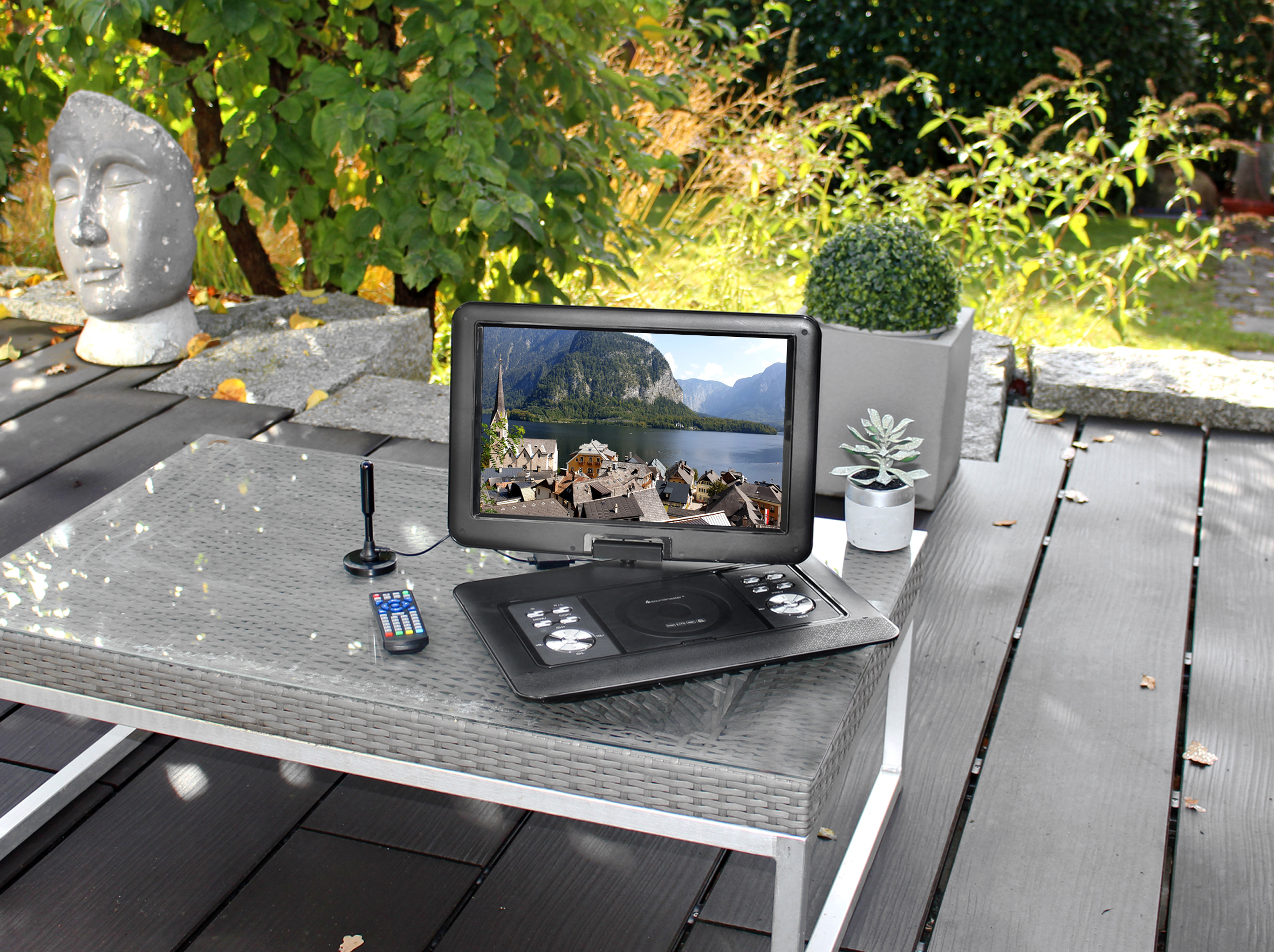 Tragbarer DVD-Player mit DVB-T2 HD-Empfänger / 39,1 cm TFT Bildschirm