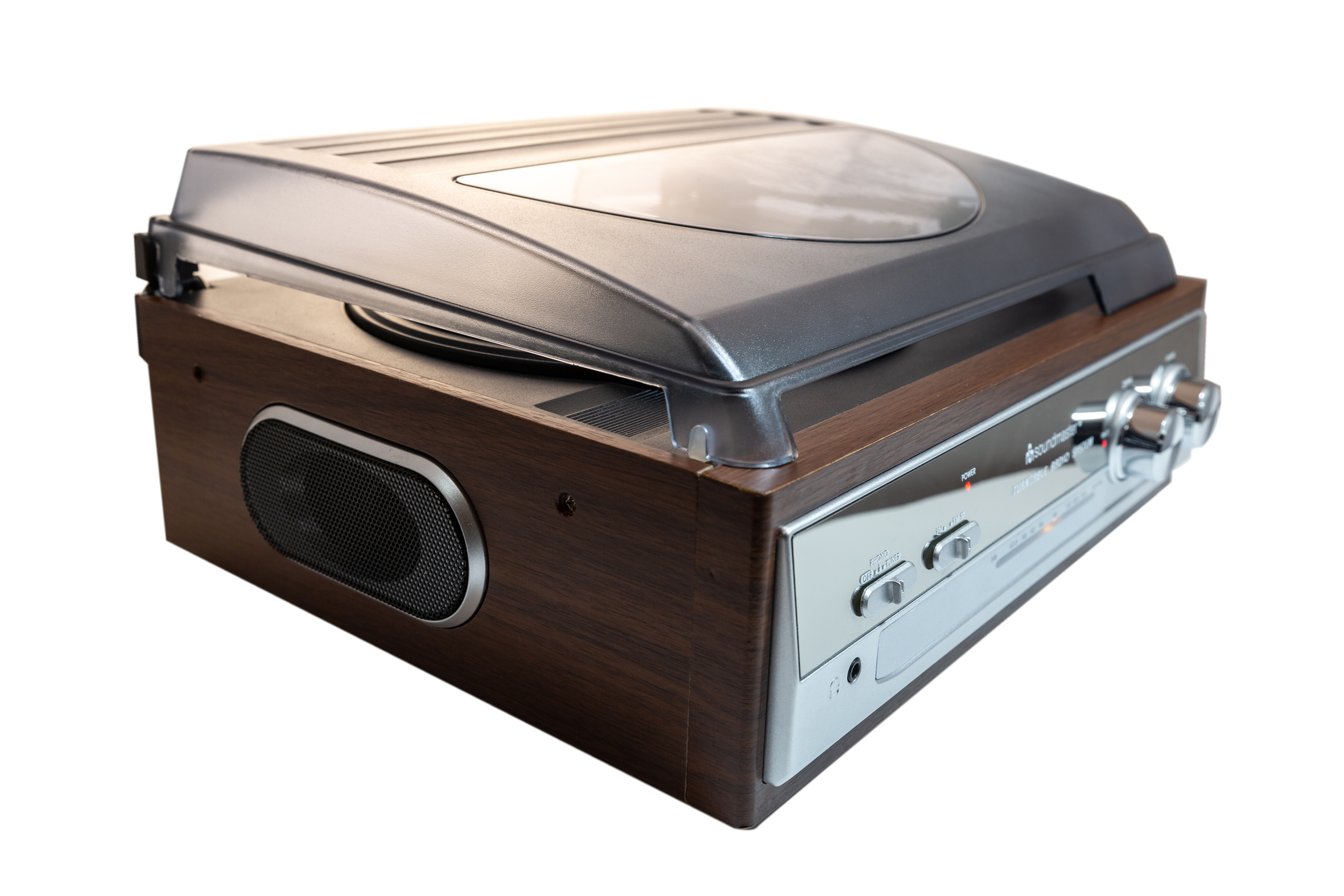 Plattenspieler mit UKW Stereoradio, eingebaute Lautsprecher
