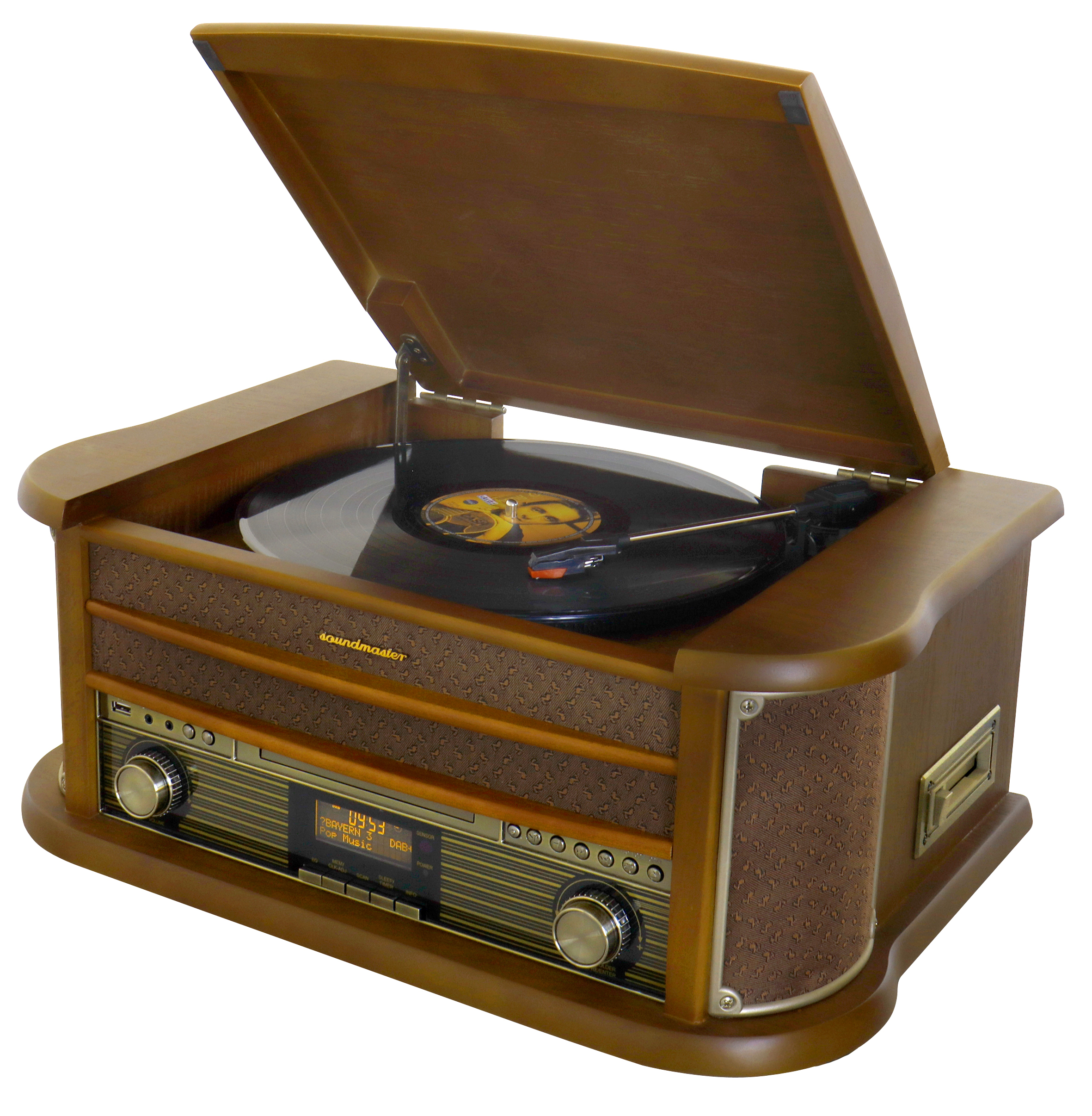 Nostalgie Stereoanlage mit DAB+/UKW Radio, Plattenspieler,CD/MP3,USB,Encoding,Kassette,Bluetooth®
