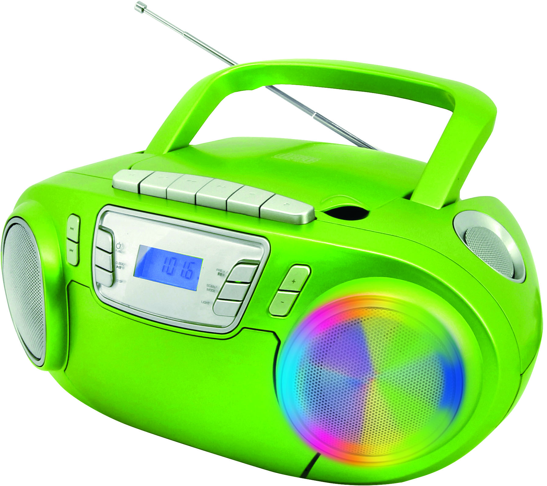 CD/MP3 Boombox mit Kassettenrekorder, UKW-PLL Radio, USB, Lichteffekten, Mitsingfunktion