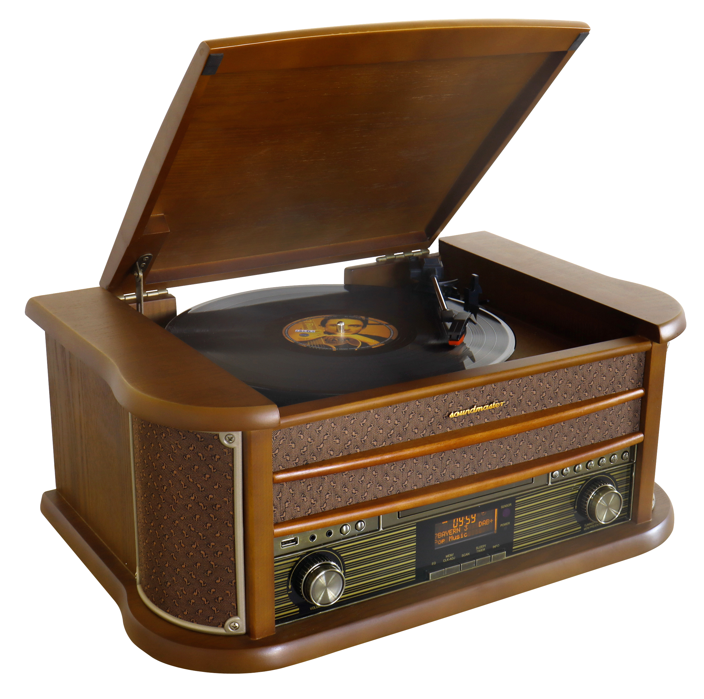 Nostalgie Stereoanlage mit DAB+/UKW Radio, Plattenspieler,CD/MP3,USB,Encoding,Kassette,Bluetooth®