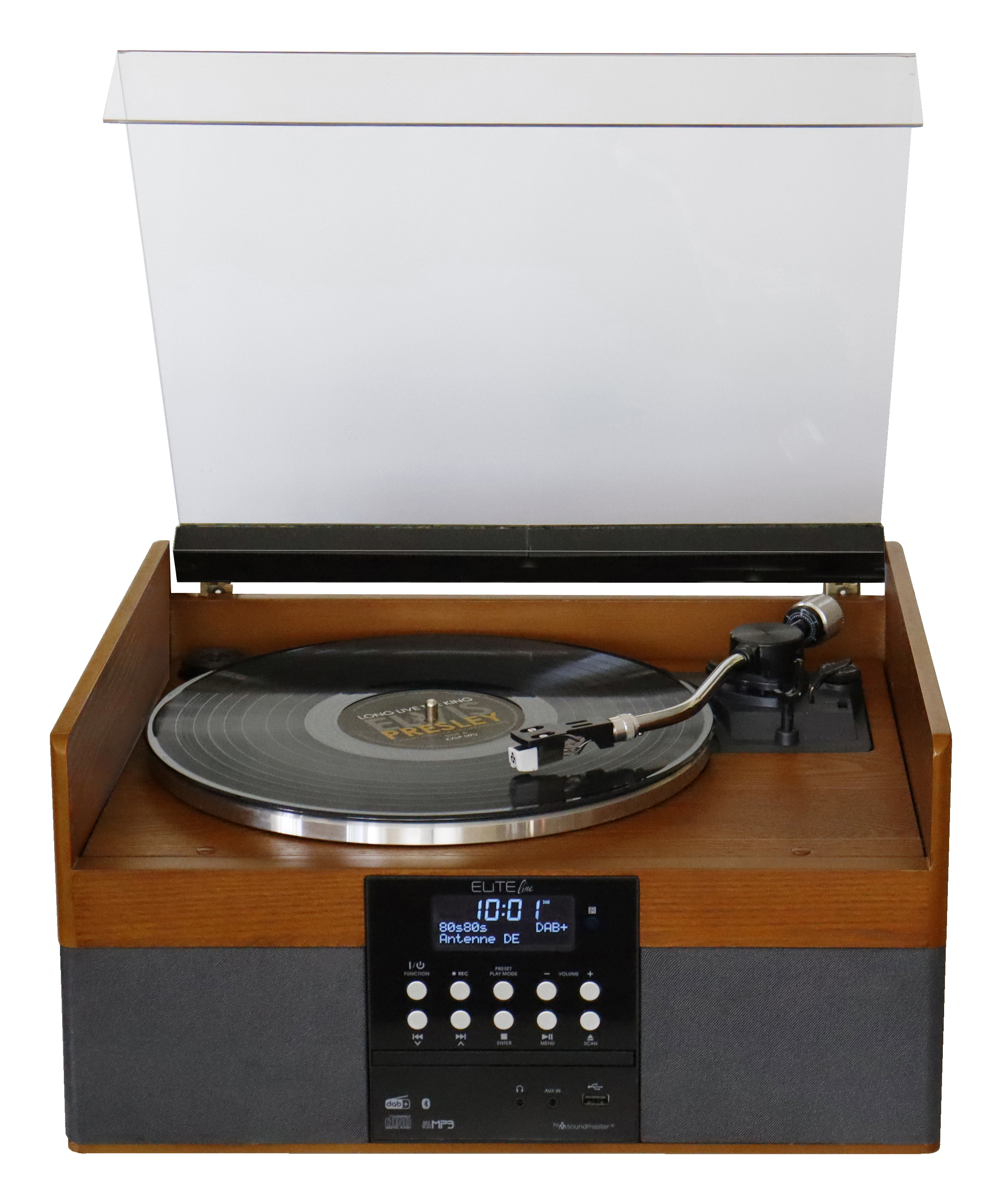 Stereoanlage mit Plattenspieler, DAB+/UKW Radio, CD/MP3, USB, Bluetooth®, Encoding Stereoanlage mit Plattenspieler, DAB+/UKW Radio, CD/MP3, USB, Bluetooth®, Encoding