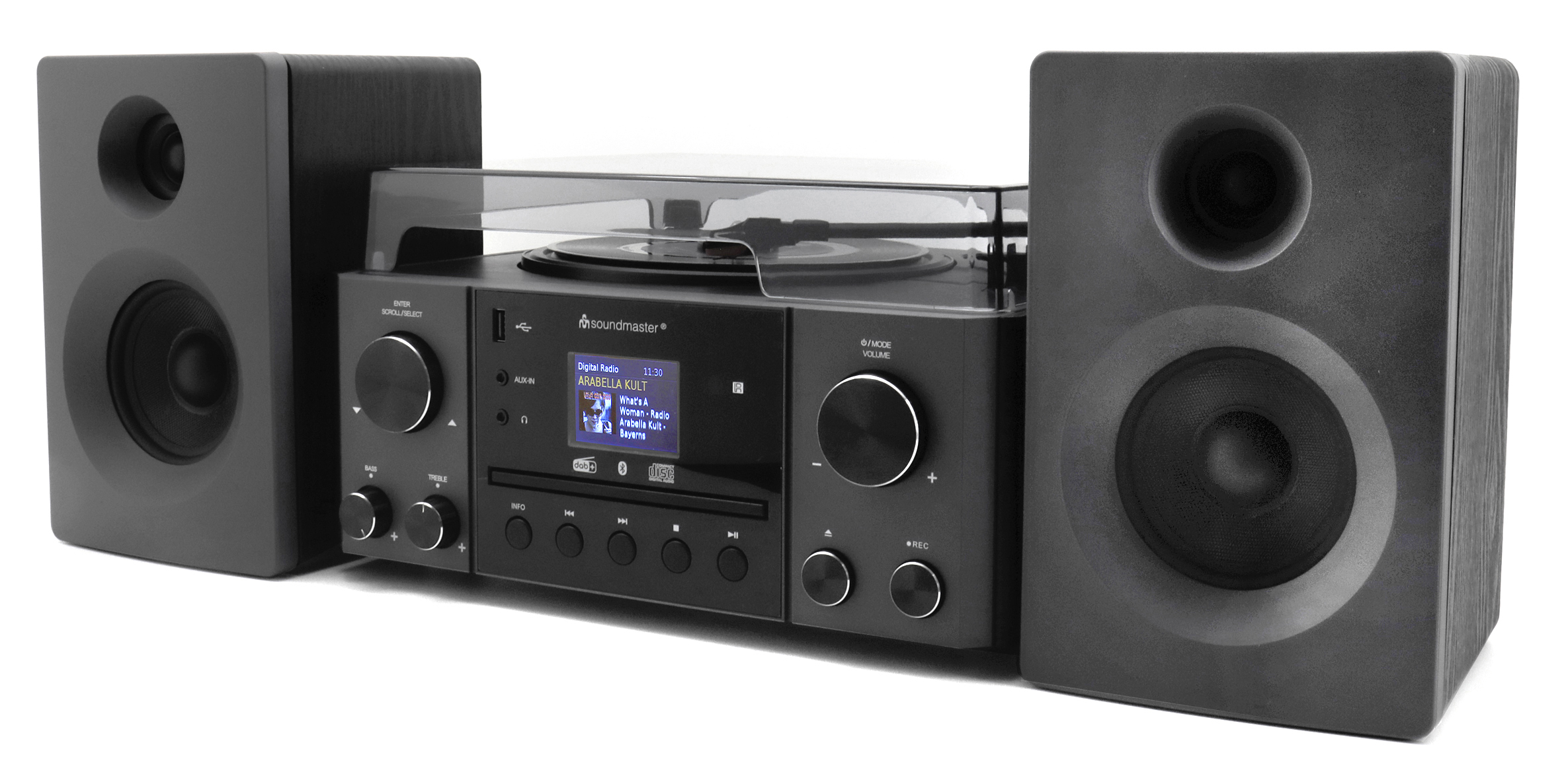 Stereo music centre with DAB+/FM radio, CD/MP3, turntable, USB, Bluetooth®, encoding
