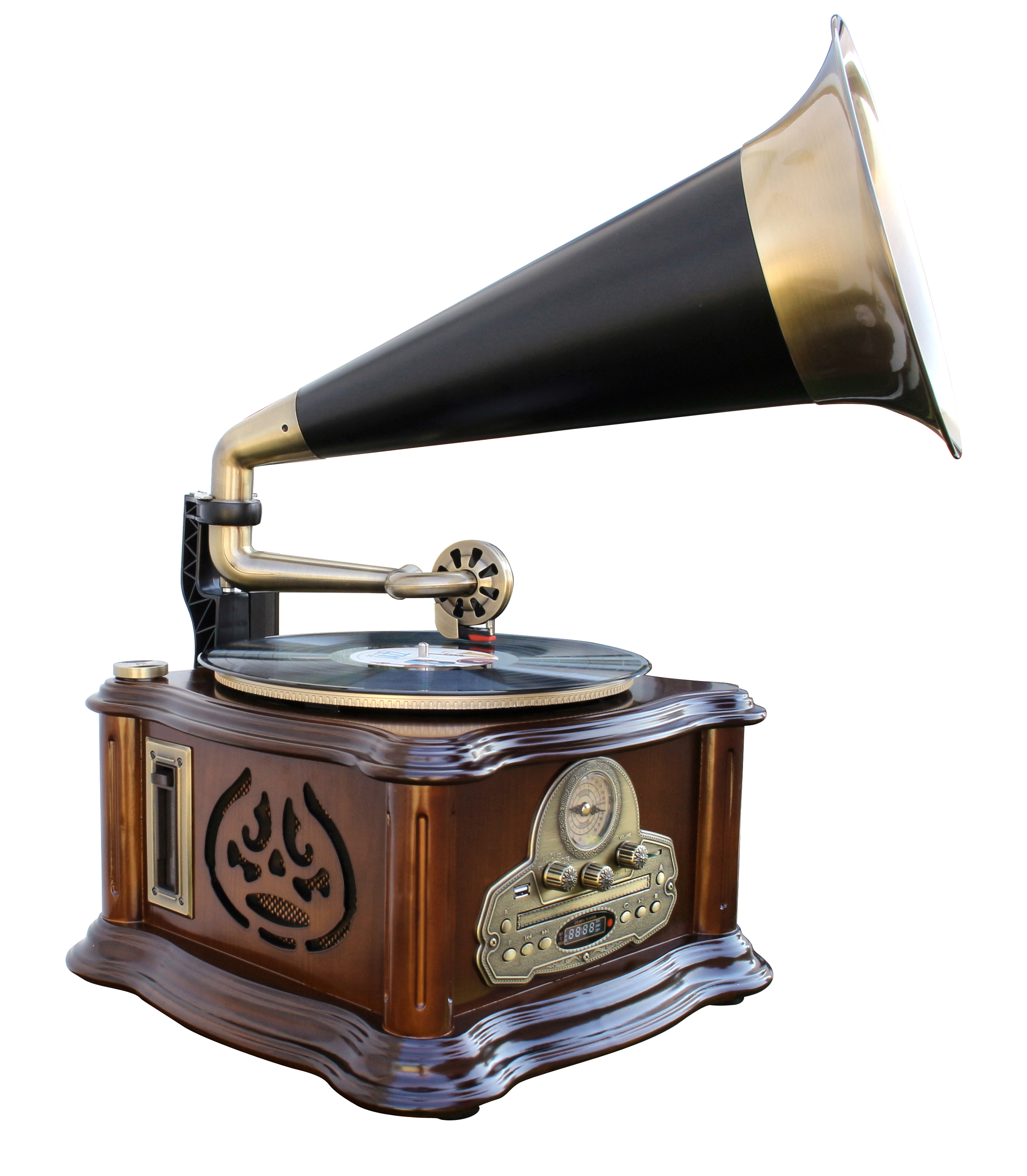 Stereo Grammophon mit UKW/MW-Radio, CD/MP3, USB/SD, Bluetooth®, Kassettenwiedergabe, Encoding