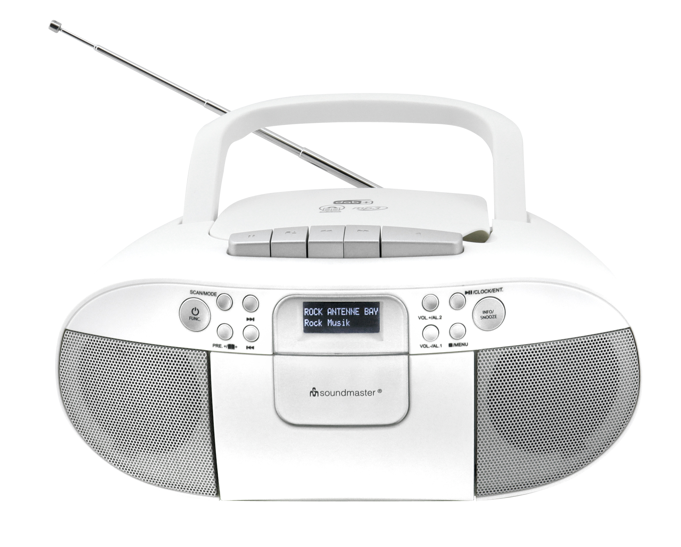 CD/MP3 Boombox mit DAB+/UKW Radio, Kassettenspieler, USB