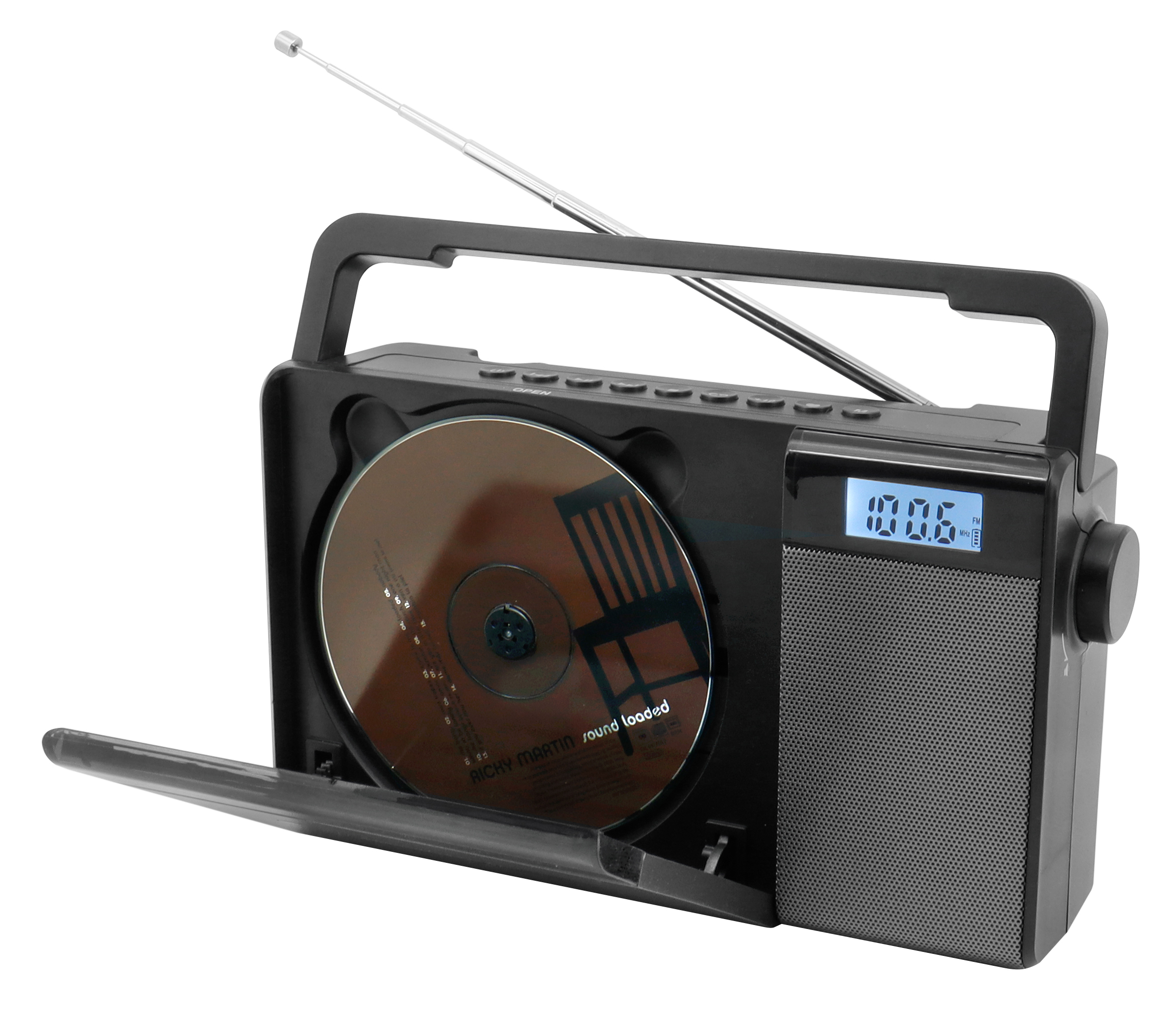 FM radio with CD/MP3, USB, Bluetooth®, Li-Ion battery