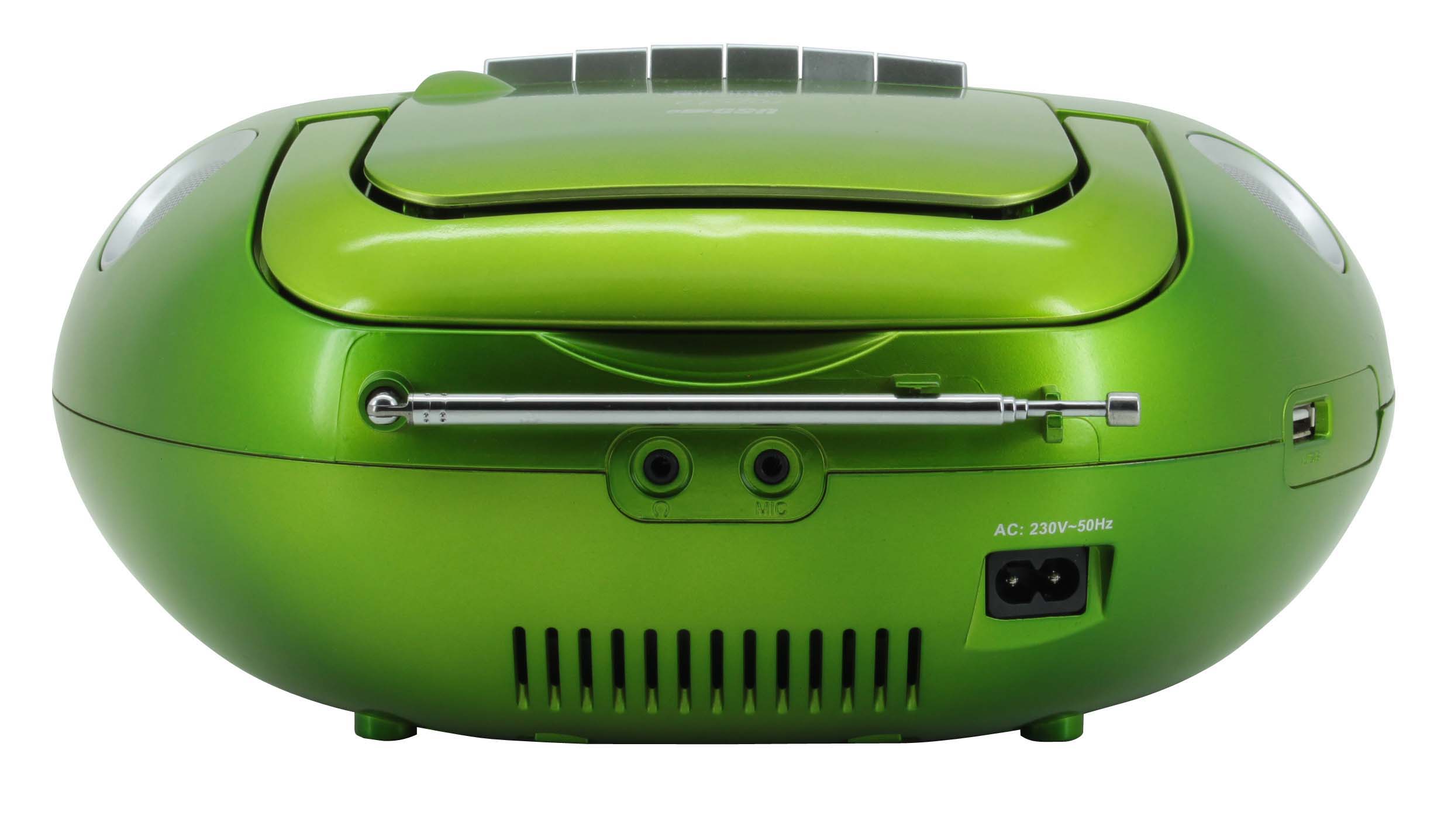 CD/MP3 Boombox mit Kassettenrekorder, UKW-PLL Radio, USB, Lichteffekten, Mitsingfunktion